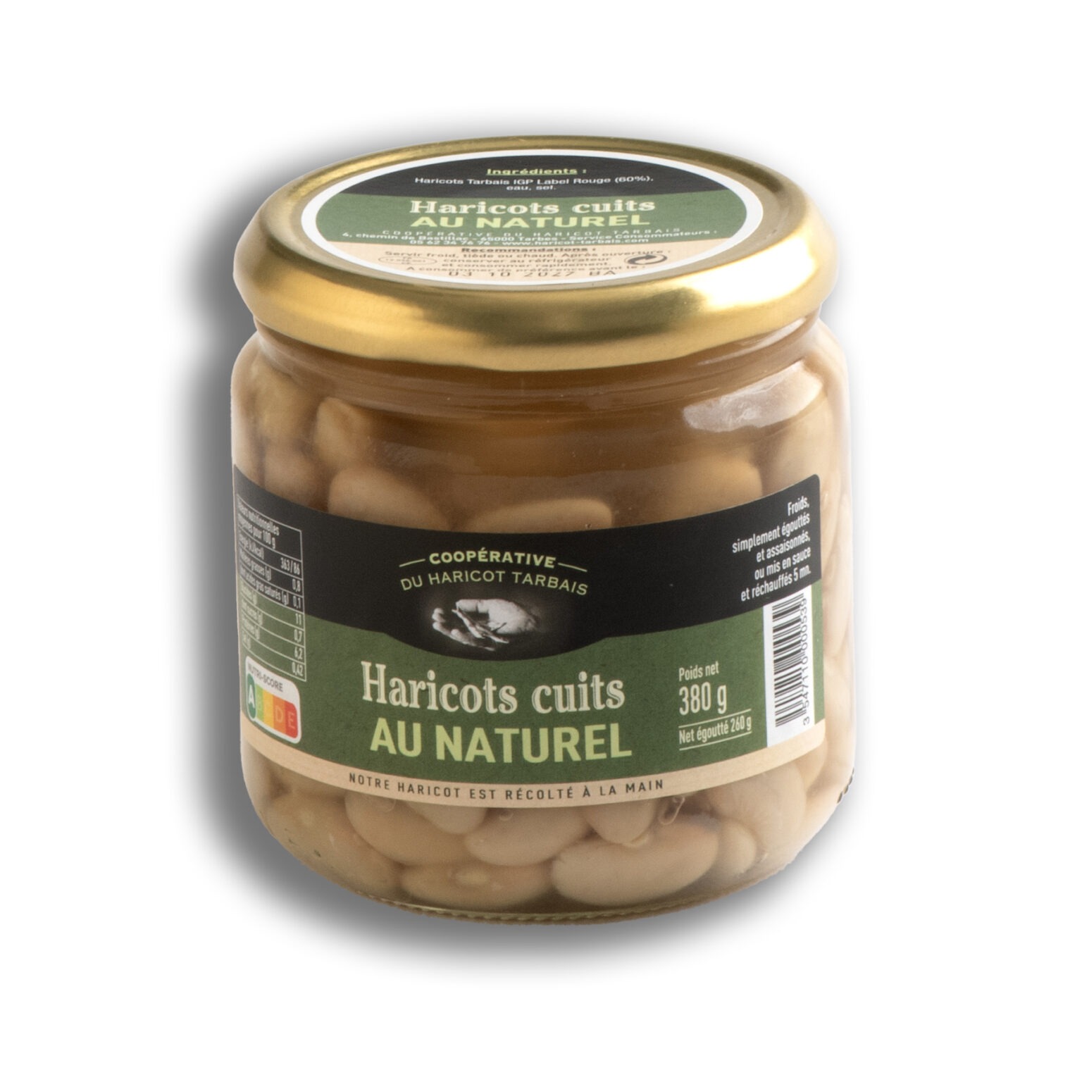 Bocal Haricots Tarbais cuits au naturel 380gr